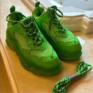 Balenciaga Triple S Platform Sneakers in Neon Green